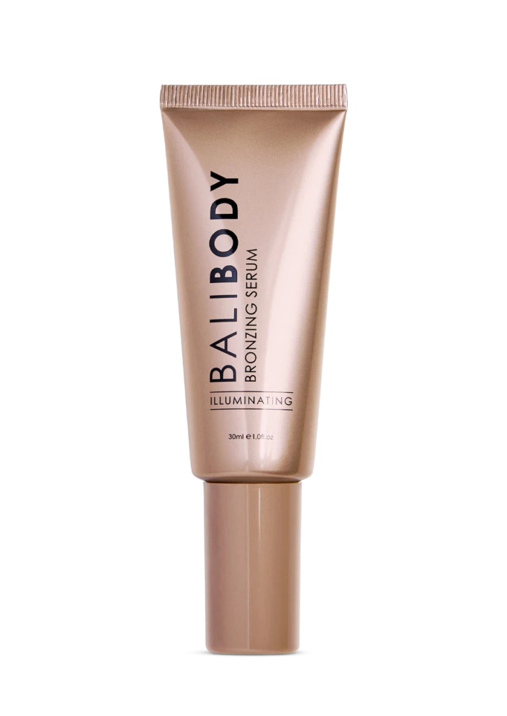 Tube of Balbody Bronzing Serum — Illuminating, in rose-gold packaging, standing upright