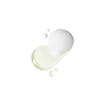 Abstract white cream splash with bubbles and pale green streaks on a white background, conveying a cosmetic liquid texture