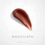 Glossy brown teardrop shape on a white background with the word MACCHIATO and the website ekabeauty.com.ua for branding.