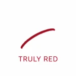 Logo for Truly Red: a red curved brushstroke above the brand name in red sans-serif letters on a white background.