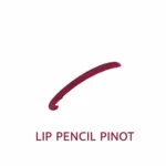 Lip pencil swatch in deep Pinot red with curved stroke and 'LIP PENCIL PINOT' label beneath