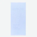 Light blue scarf with fringed ends and faint text reading 'DARLING' across the fabric.