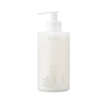 White shampoo bottle with a pump dispenser, featuring faint printed text on the label.