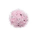 Round pink crystal ball made from pink Himalayan salt for a bath product.