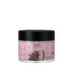 Pink Fig Whisky Bath Salt in a clear jar with a black lid; brand name Anilo visible on the jar.