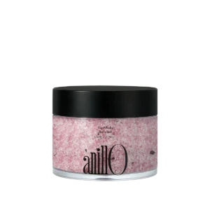 Pink Fig Whisky Bath Salt in a clear jar with a black lid; brand name Anilo visible on the jar.