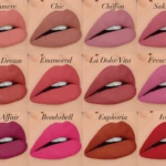 Lipstick swatch labeled Cashmere on close-up lips, soft pink nude shade.