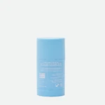 Blue sunscreen bottle with a matching cap, standing upright on a white background; SPF 50+ text is visible on the label.
