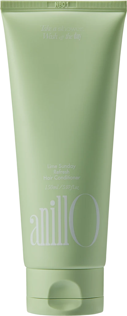 Light green Lime Sunday Refresh Hair Conditioner tube with white text, 150 ml