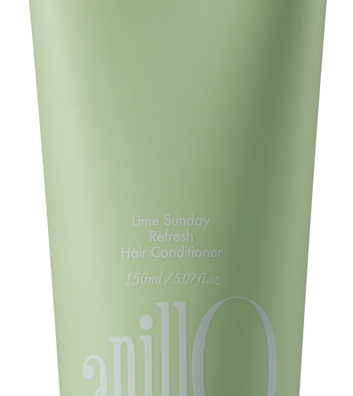 Light green Lime Sunday Refresh Hair Conditioner tube with white text, 150 ml