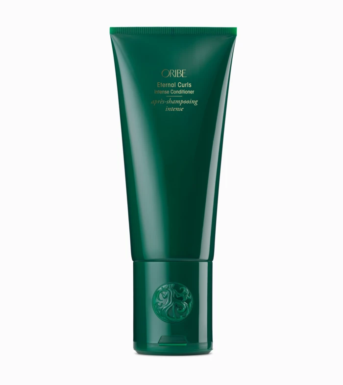 Green Oribe Eternal Curls Intense Conditioner tube, front view with gold text