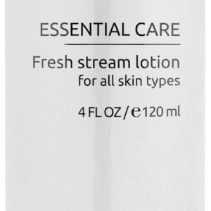 Dermaskill Essential Care Fresh Stream Lotion bottle with a silver cap, for all skin types, 4 fl oz (120 ml).