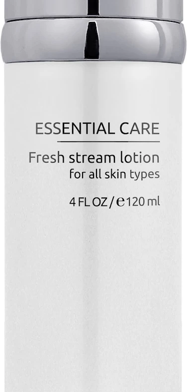 Dermaskill Essential Care Fresh Stream Lotion bottle with a silver cap, for all skin types, 4 fl oz (120 ml).