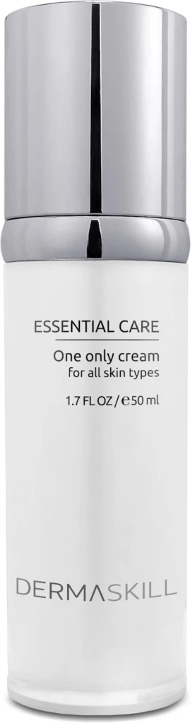 Dermaskill Essential Care One Only Cream bottle for all skin types, white with a tall silver cap (50 ml).