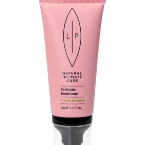 Pink tube of LP Natural Intimate Care Prebiotic Deodorant in Green Jasmine scent