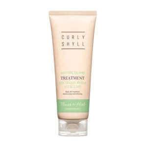 Tube of Curly Shyll Moisture Calming Treatment for moisturizing and softening hair