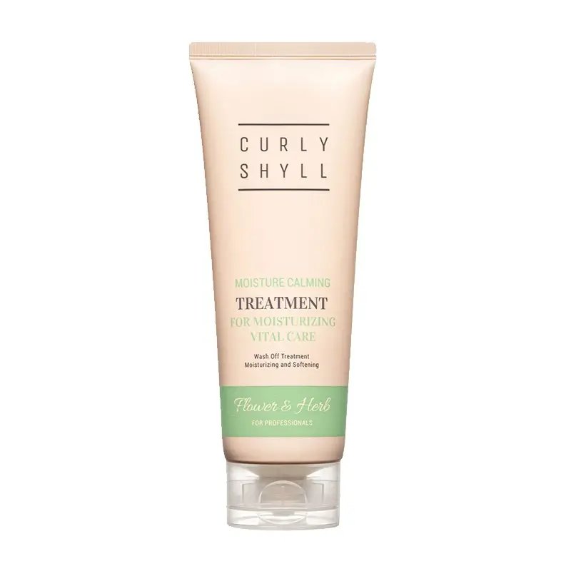 Tube of Curly Shyll Moisture Calming Treatment for moisturizing and softening hair
